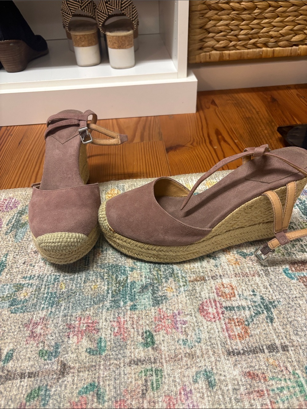 Crown Vintage Mauve Suede Espadrille Wedge Sandals